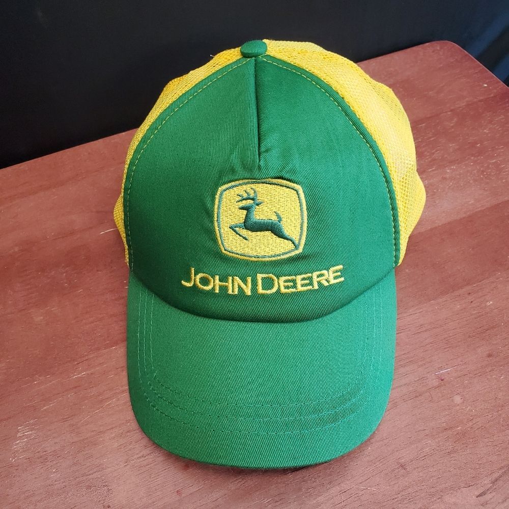 John Deere Mesh Back Baseball Cap Hat Green Yellow Small/Medium